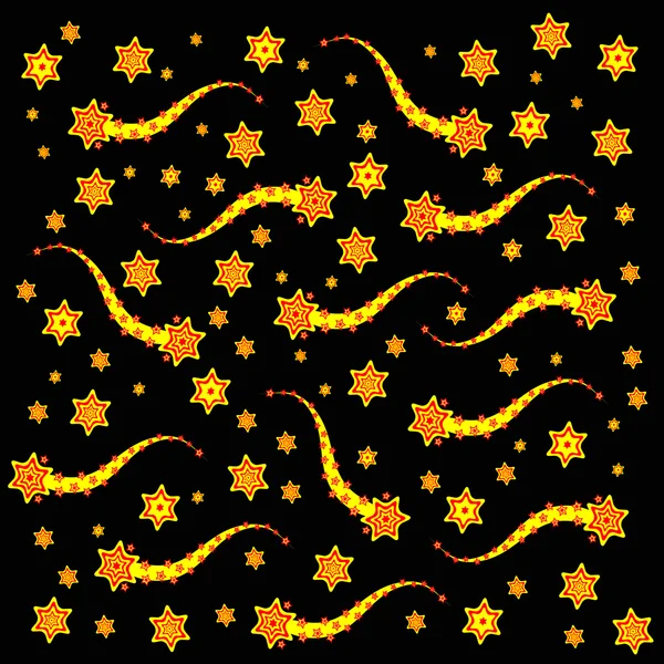 赤と黄色のファンキーな星の背景 — ストックベクタ