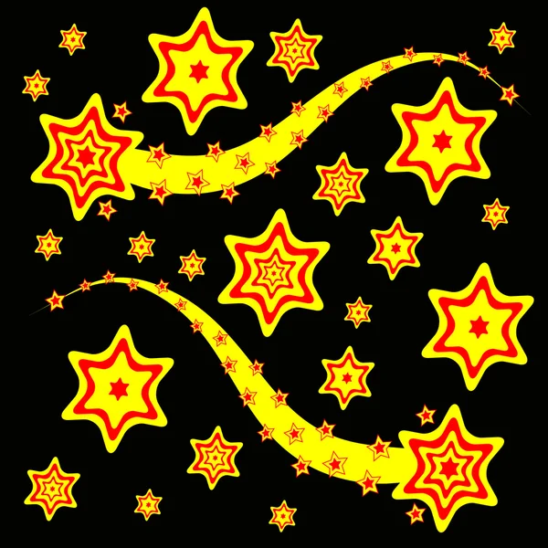 赤と黄色の星の背景 — ストックベクタ