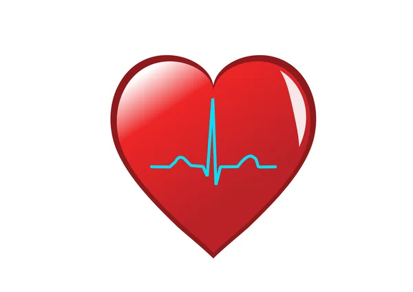 Ein rotes Herz mit einem gesunden Sinusrhythmus — Stockvektor