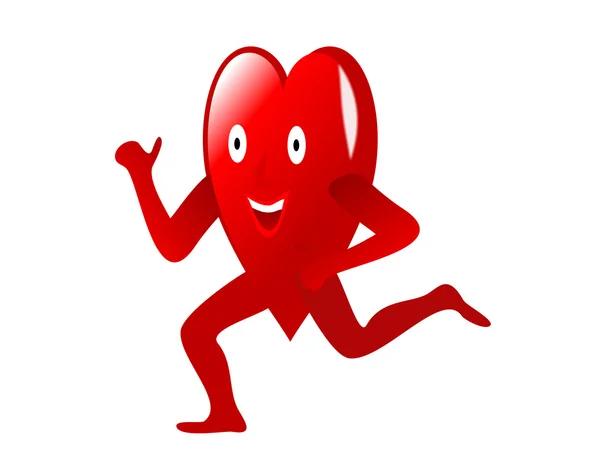 Futás piros rajzfilm szív — Stock Vector