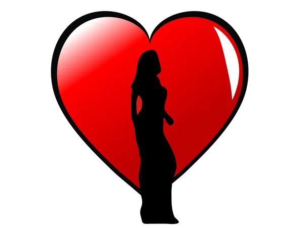 Девушка и сердце — стоковый вектор