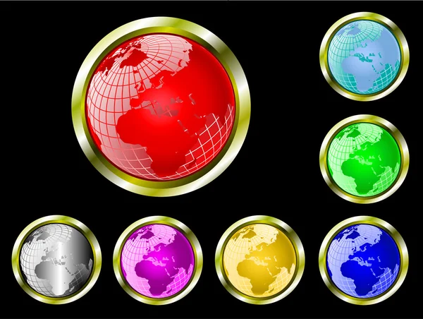 Un ensemble de boutons web de globe de fil vectoriel — Image vectorielle