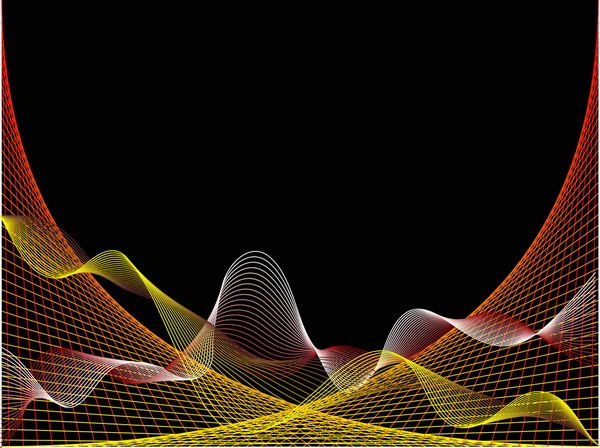 抽象的な赤と黄色波デザイン — ストックベクタ