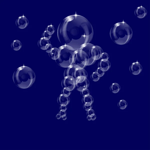 Transparentní mýdlová bublina muž — Stockový vektor
