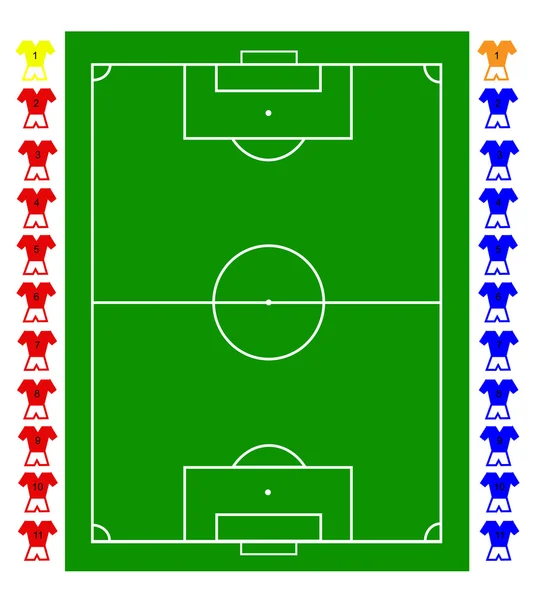 Un fútbol, campo de fútbol vector táctico — Vector de stock