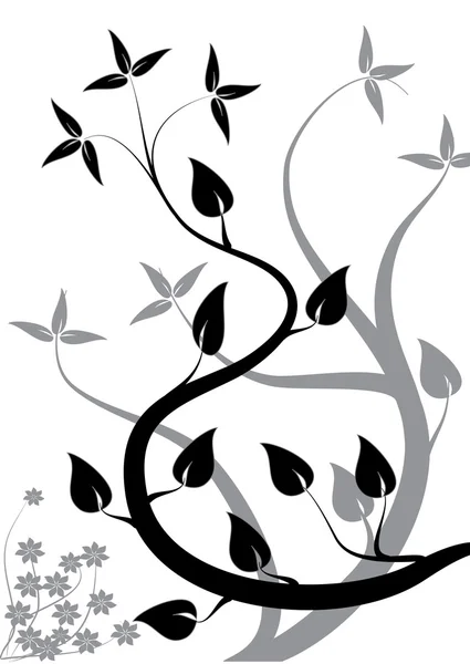 黒と白の抽象的な花の背景 — ストックベクタ