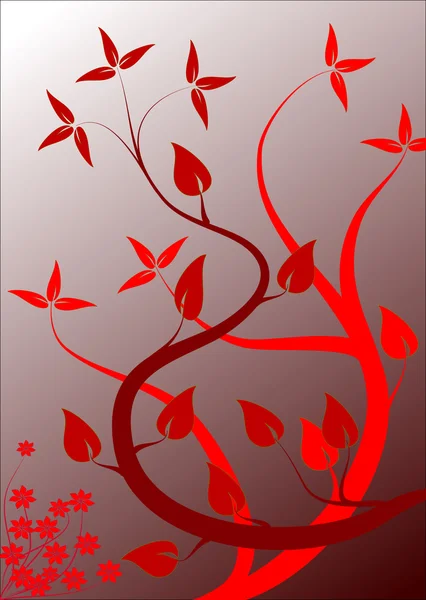 Een rode Japanse stijl floral achtergrond — Stockvector