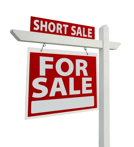 Krótka sprzedaż nieruchomości znak na białym tle — Zdjęcie stockowe