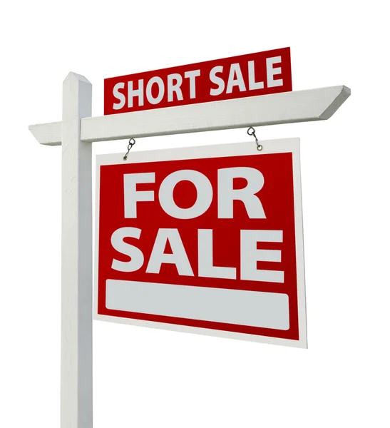 Korte verkoop huis voor verkoop onroerend goed teken — Stockfoto