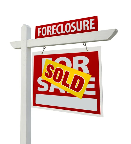 Sold Foreclosure Home For Sale Real Estate Sign — Stock Photo, Image