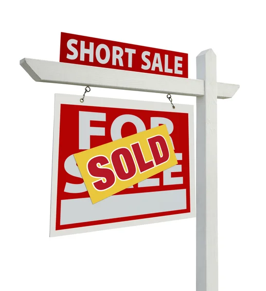Vendido curto sinal de venda isolado no branco — Fotografia de Stock