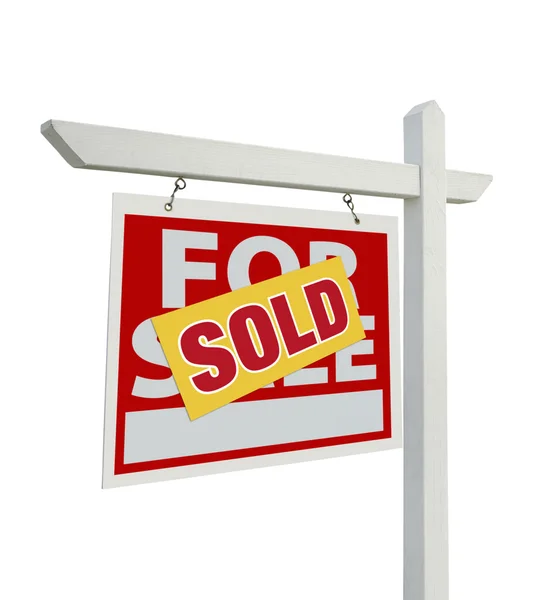 Verkauft zum Verkauf Immobilienschild isoliert — Stockfoto