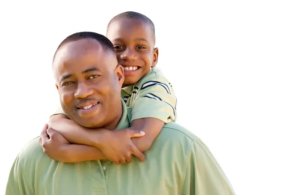 Hombre y niño afroamericanos en blanco —  Fotos de Stock