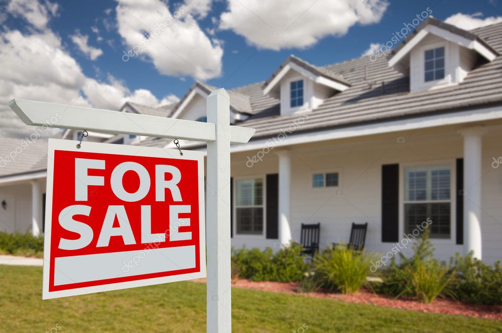 Home For Sale Real Estate Sign And House Stock Photo - Download