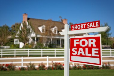 Short Sale Home For Sale Real Estate Sign in Fro clipart
