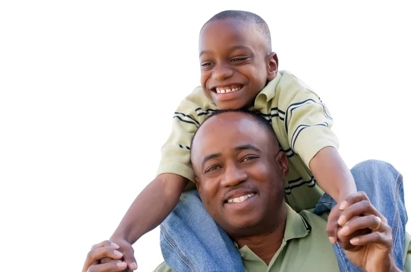 Hombre y niño afroamericanos en blanco — Foto de Stock