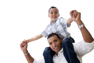 Hispanic Father and Son Isolated clipart