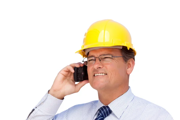 Handsome Contractor in Hardhat Isolated — Stock Photo, Image