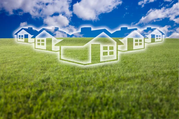 Dreamy Houses Icon Over Empty Field — Stock Photo, Image
