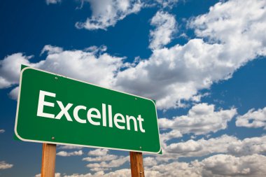 Excellent Green Road Sign with Dramatic Clouds clipart