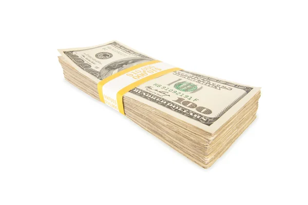 Stack of Ten Thousand Dollars Isolated — Stock Photo, Image