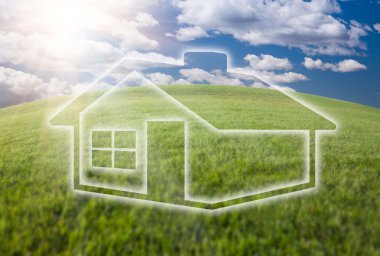 Dreamy House Icon Over Arched Horizon clipart