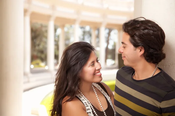 Attractive Hispanic Couple Portrait Enjoying Each Other Outdoors. — Stock Photo, Image