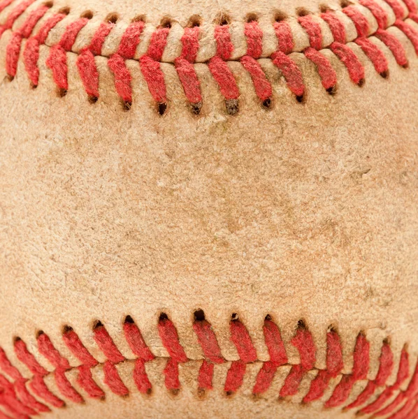 Macro Abstract Detail of Worn Leather Baseball. — Stock Photo, Image