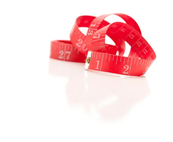 Red Measuring Tape on White — Stock Photo, Image