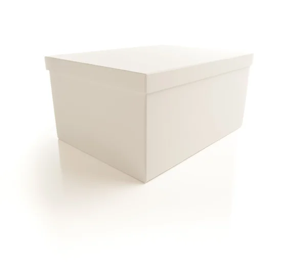 Caixa branca com tampa isolada no fundo — Fotografia de Stock