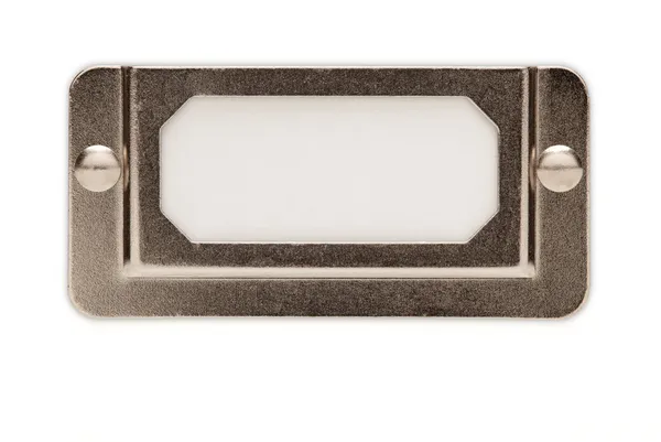 Pusty plik metalowe ramki etykiety na białym — Zdjęcie stockowe
