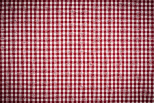 빨간색과 흰색 깅 엄 체크 무늬 식탁보 배경과 vigne — 스톡 사진