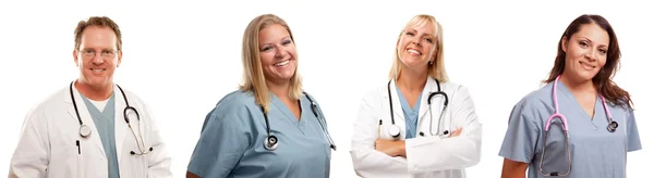 Set of Smiling Male and Female Doctors or Nurses — Stock Photo, Image