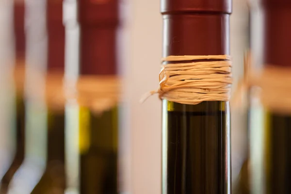 Macro Resumen de botellas de aceite de oliva — Foto de Stock