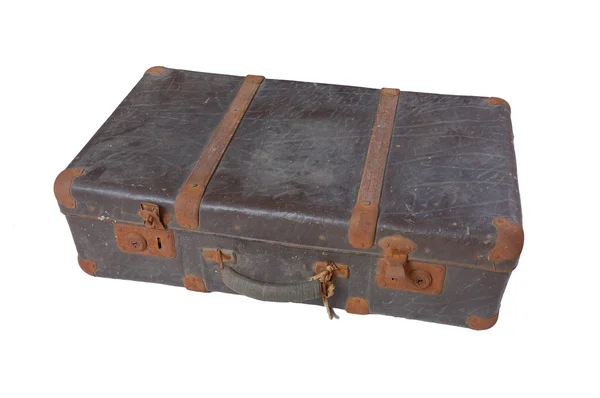 Old vintage suitcase isolated on white — Stock Photo, Image
