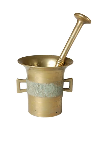 Old gold mortar — Stock Photo, Image