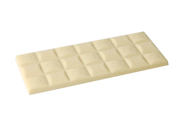 Biały pasek czekolady na białym tle — Zdjęcie stockowe