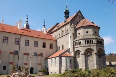 Gothic cathedral outside in Trebic clipart