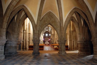 Gothic cathedral interior in Trebic clipart