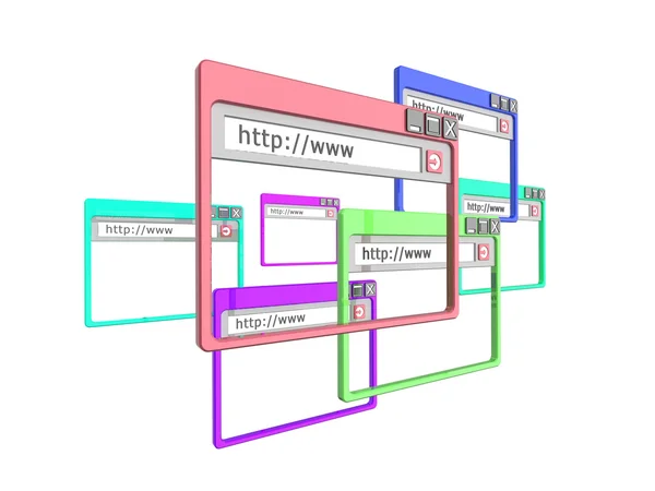 Ventanas del navegador de Internet 3d — Foto de Stock