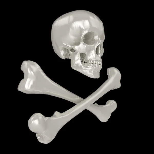 3d cráneo y huesos cruzados —  Fotos de Stock