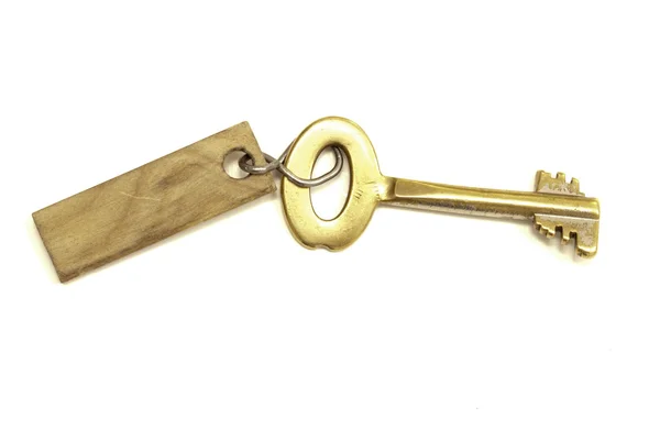 Etiqueta em branco e chave velha — Fotografia de Stock