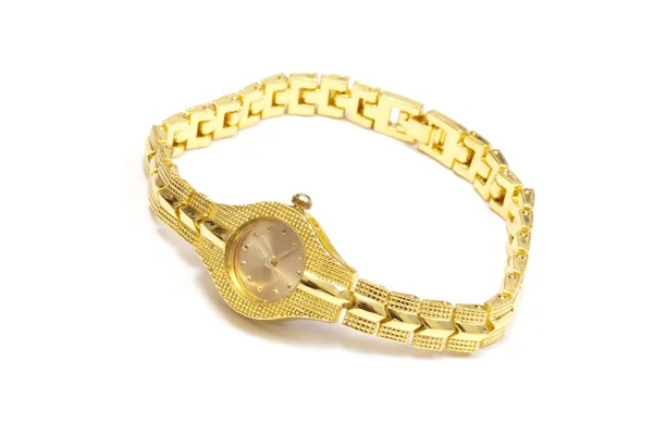 Woman gold wrist watch — Stock Photo, Image