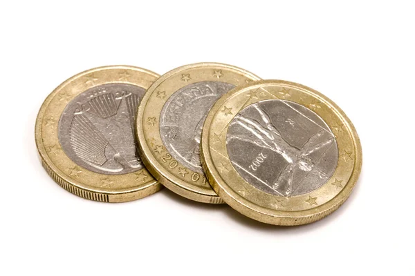 Ein-Euro-Münzen — Stockfoto