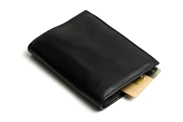 Svart plånbok med kreditkort — Stockfoto