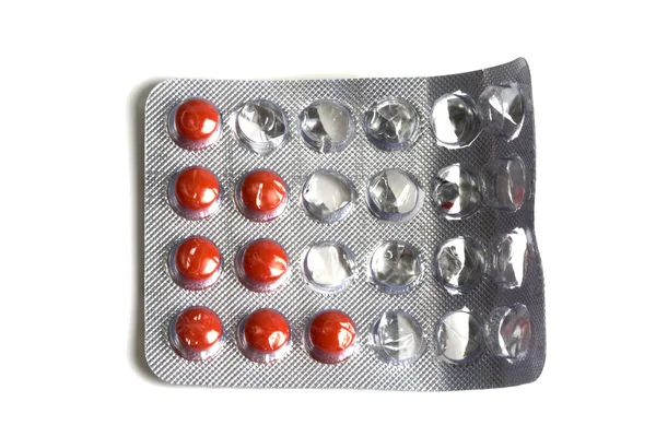 Uppsättning röda piller — Stockfoto