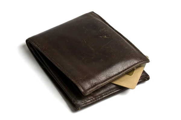 信用卡的棕色钱包 — 图库照片