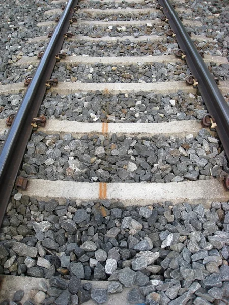 Vinkel syn på järnvägsspår — Stockfoto