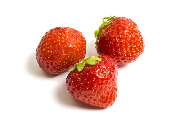 Tre färska jordgubbar — Stockfoto