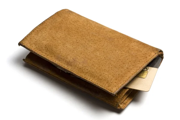Gul läder plånbok — Stockfoto